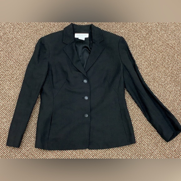 Women’s 10 Petite Black Linen Blend Jones New York Blazer Coat Jacket - Picture 4 of 12